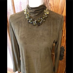 Olive Microsuede Turtleneck Dress